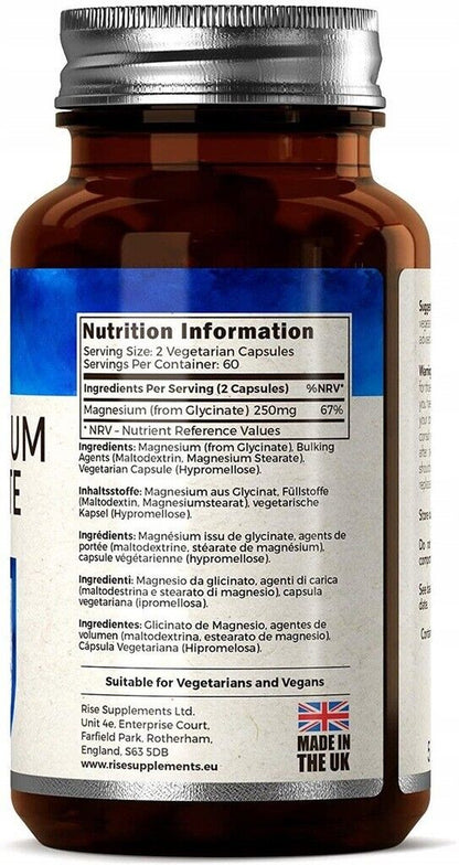Rise Supplements Magnesium Glycinate 250Mg 120 Capsules