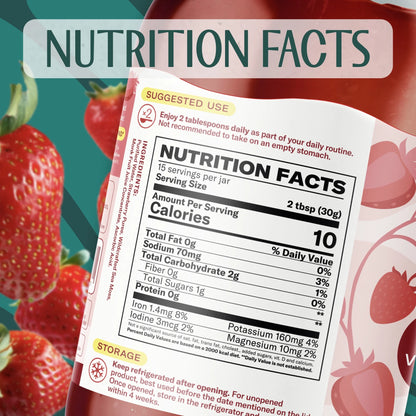 Wildcrafted Irish Sea Moss Gel Superfood - Strawberry, Pack of 3 Organic Seamoss - Made in USA